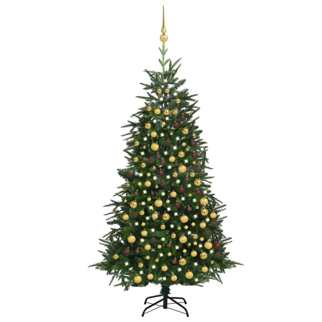 vidaXL Albero Natale Artificiale con LED Palline Verde 240 cm PVC e PE