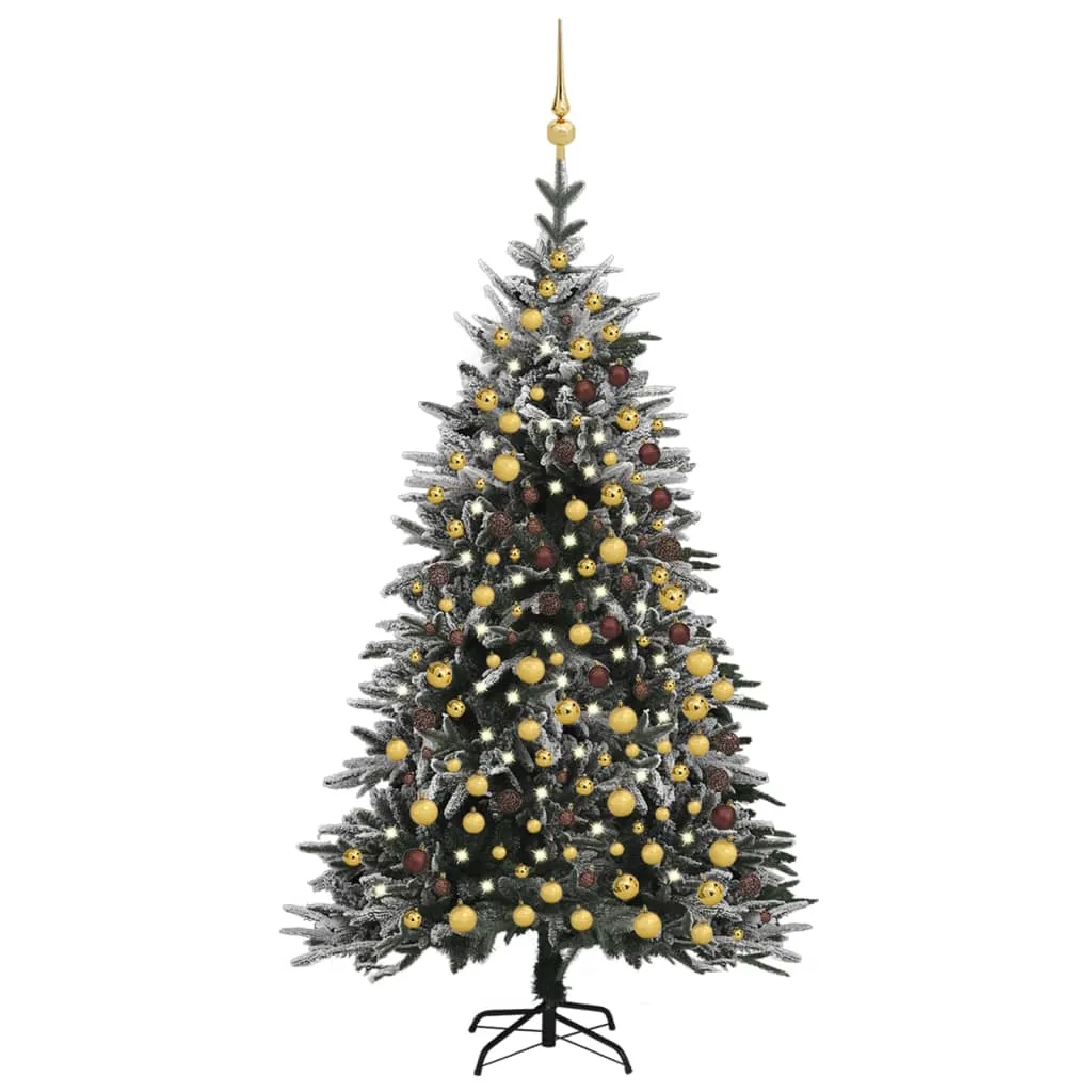 vidaXL Albero Natale Artificiale con LED Palline e Neve 210cm PVC e PE