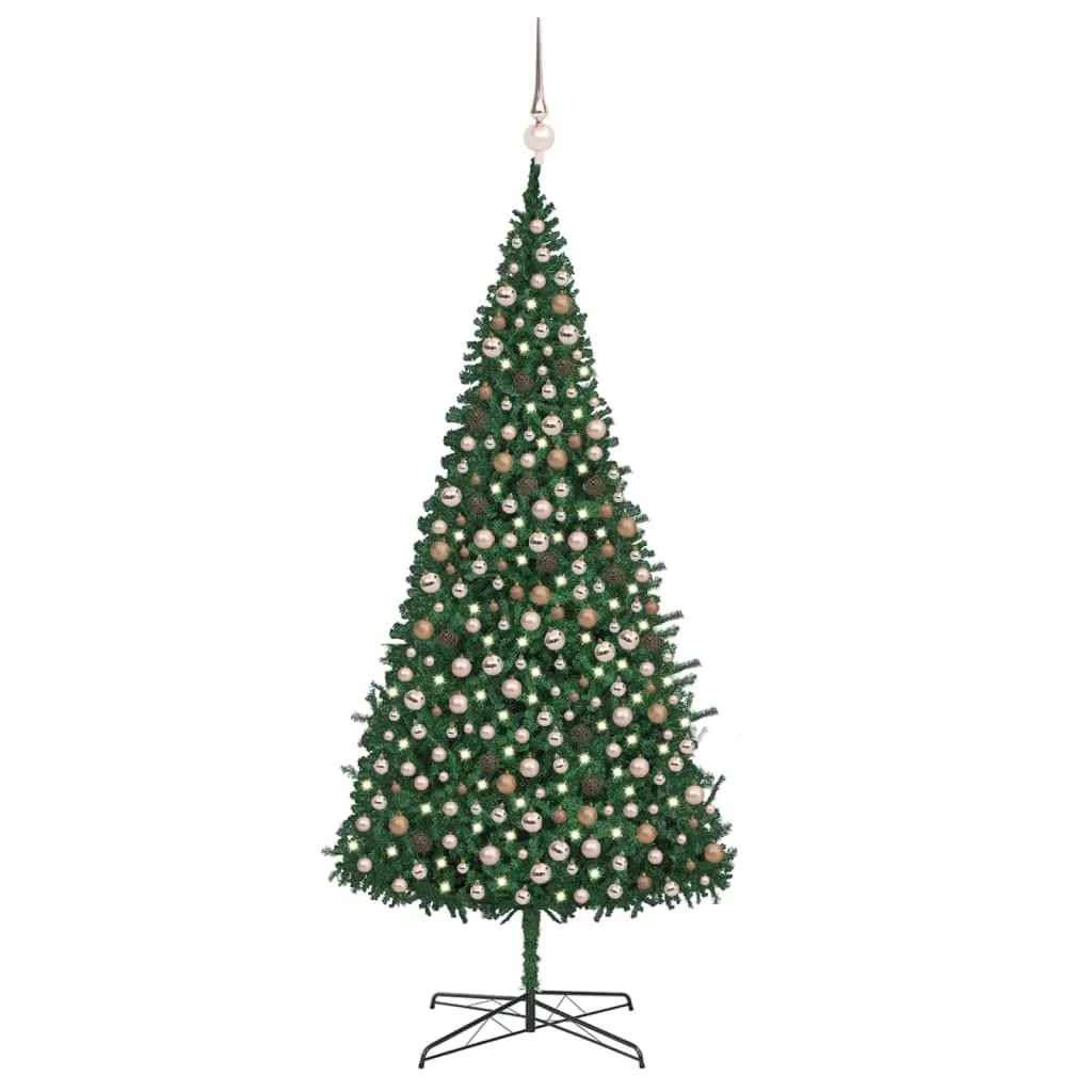 vidaXL Albero di Natale Preilluminato con Palline e LED Verde 400 cm