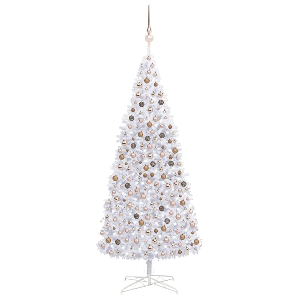 vidaXL Albero di Natale Preilluminato con Palline e LED Bianco 400 cm