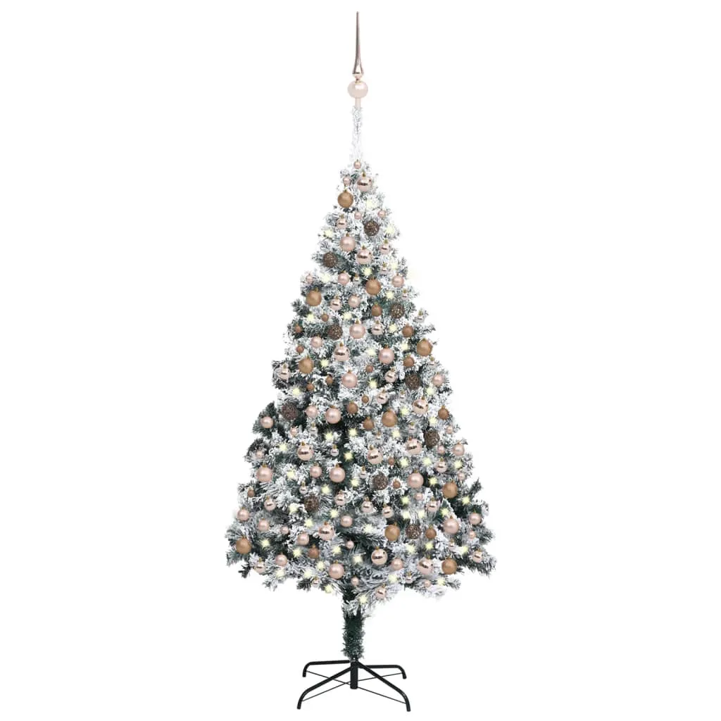 vidaXL Albero Natale Artificiale con LED Palline e Neve 300 cm Verde