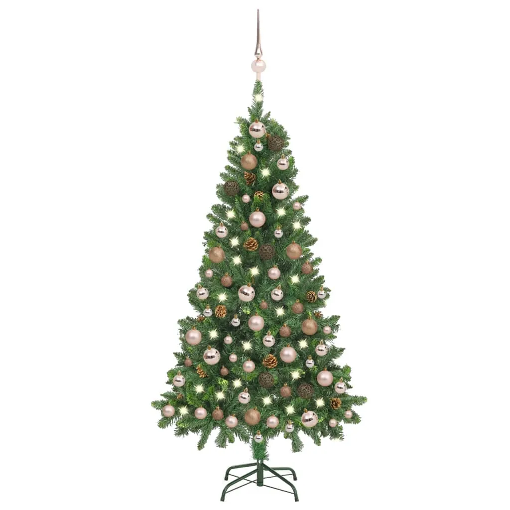 vidaXL Albero di Natale Preilluminato con Palline e Pigne 150 cm