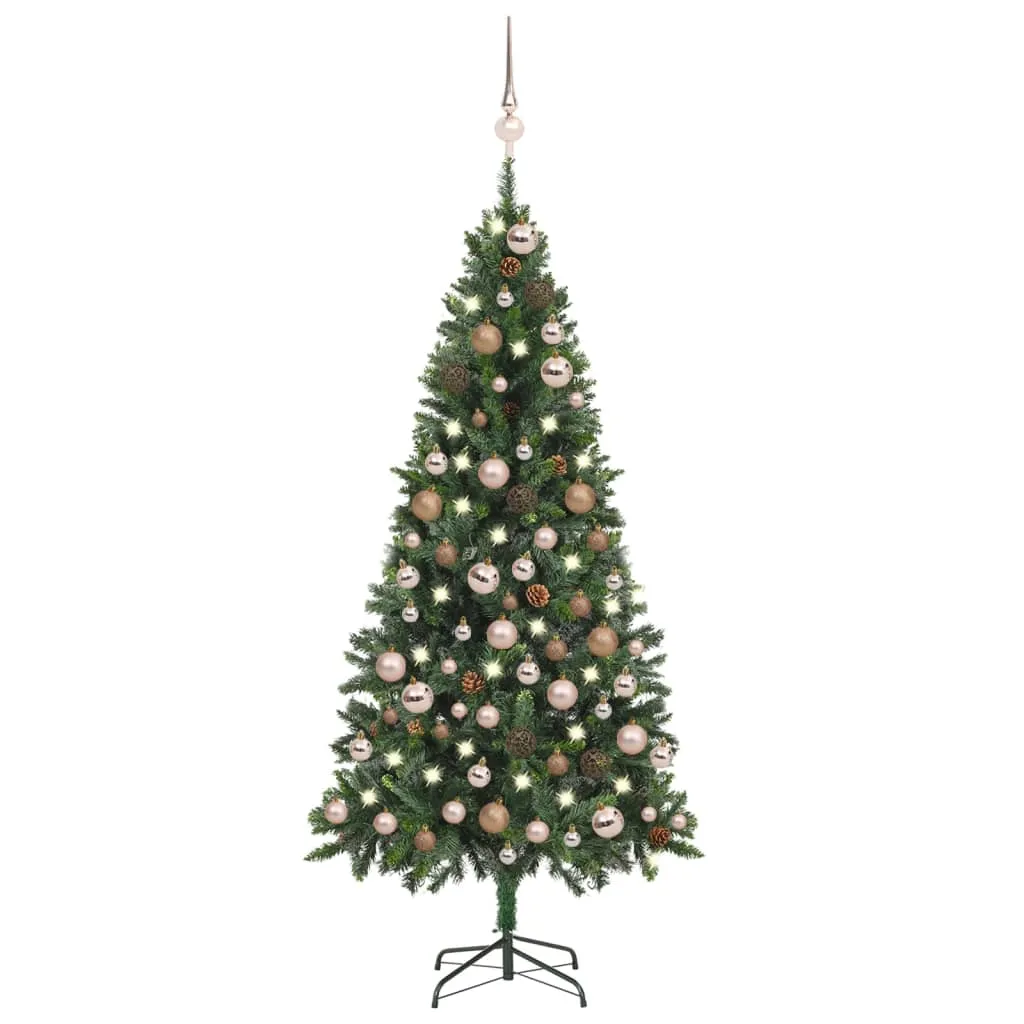 vidaXL Albero di Natale Preilluminato con Palline e Pigne 180 cm