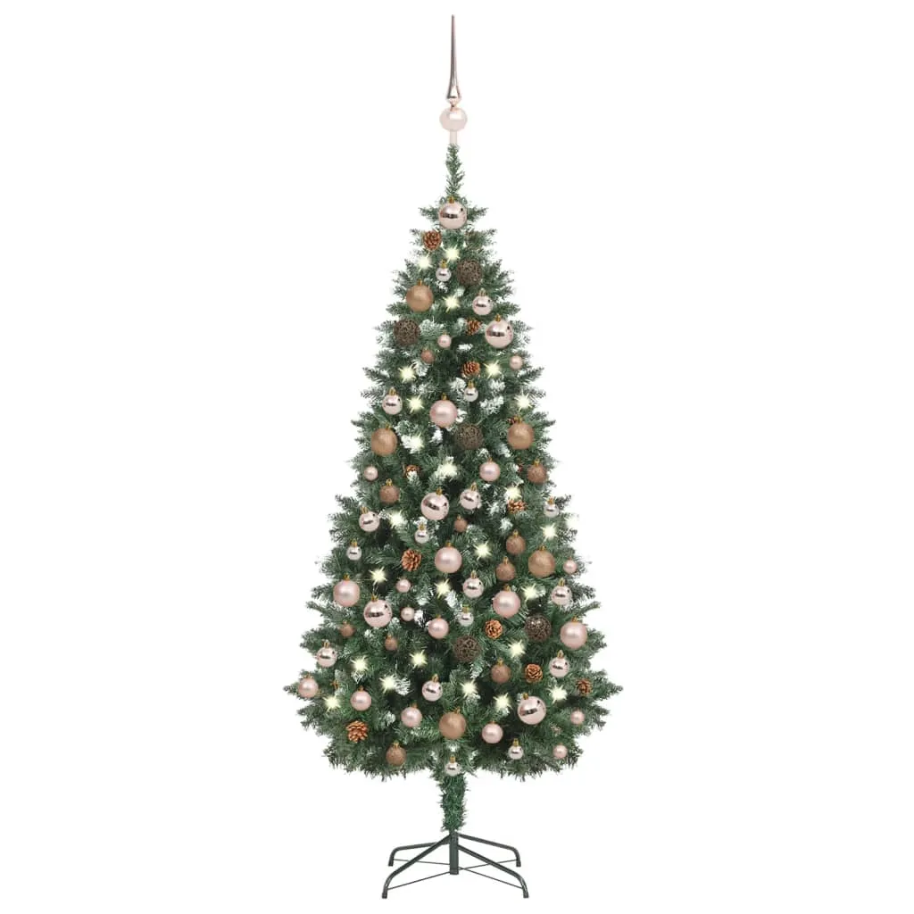 vidaXL Albero di Natale Preilluminato con Palline e Pigne 180 cm