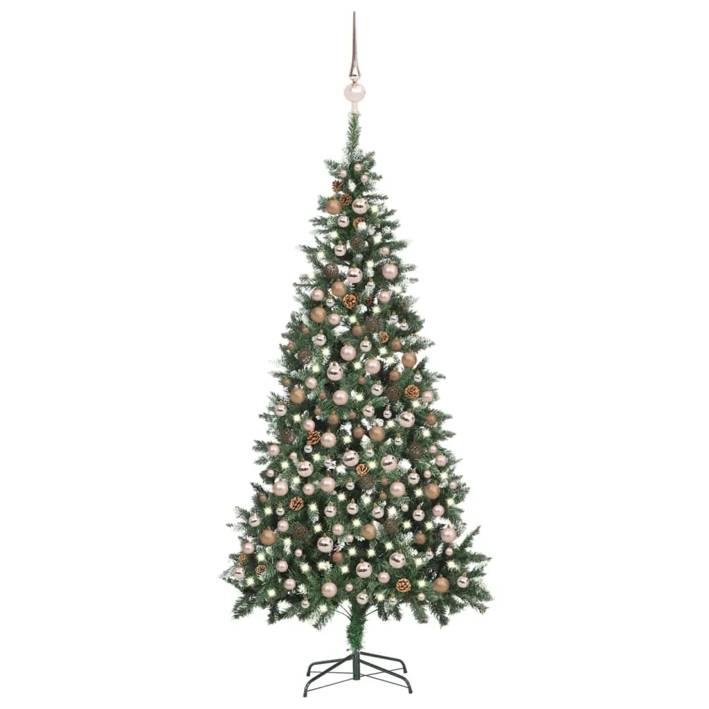 vidaXL Albero di Natale Preilluminato con Palline e Pigne 210 cm