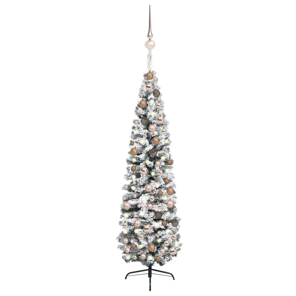 vidaXL Albero di Natale Preilluminato Sottile con Palline Verde 240 cm