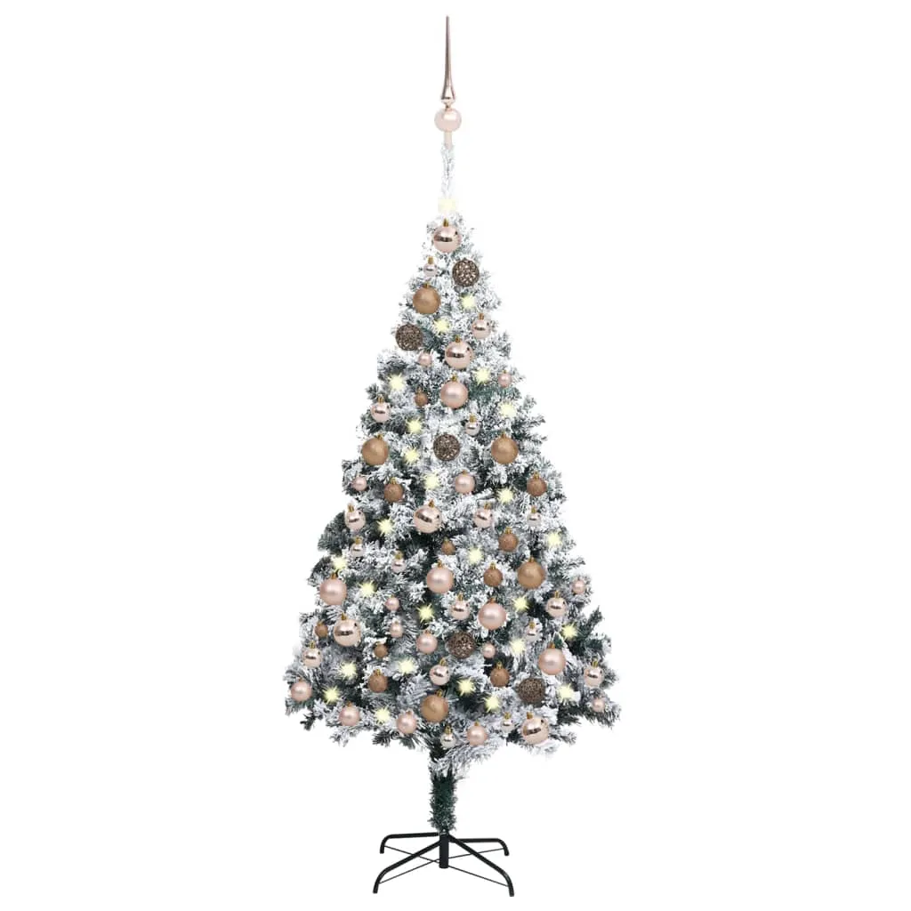 vidaXL Albero di Natale Preilluminato con Palline Verde 180 cm PVC