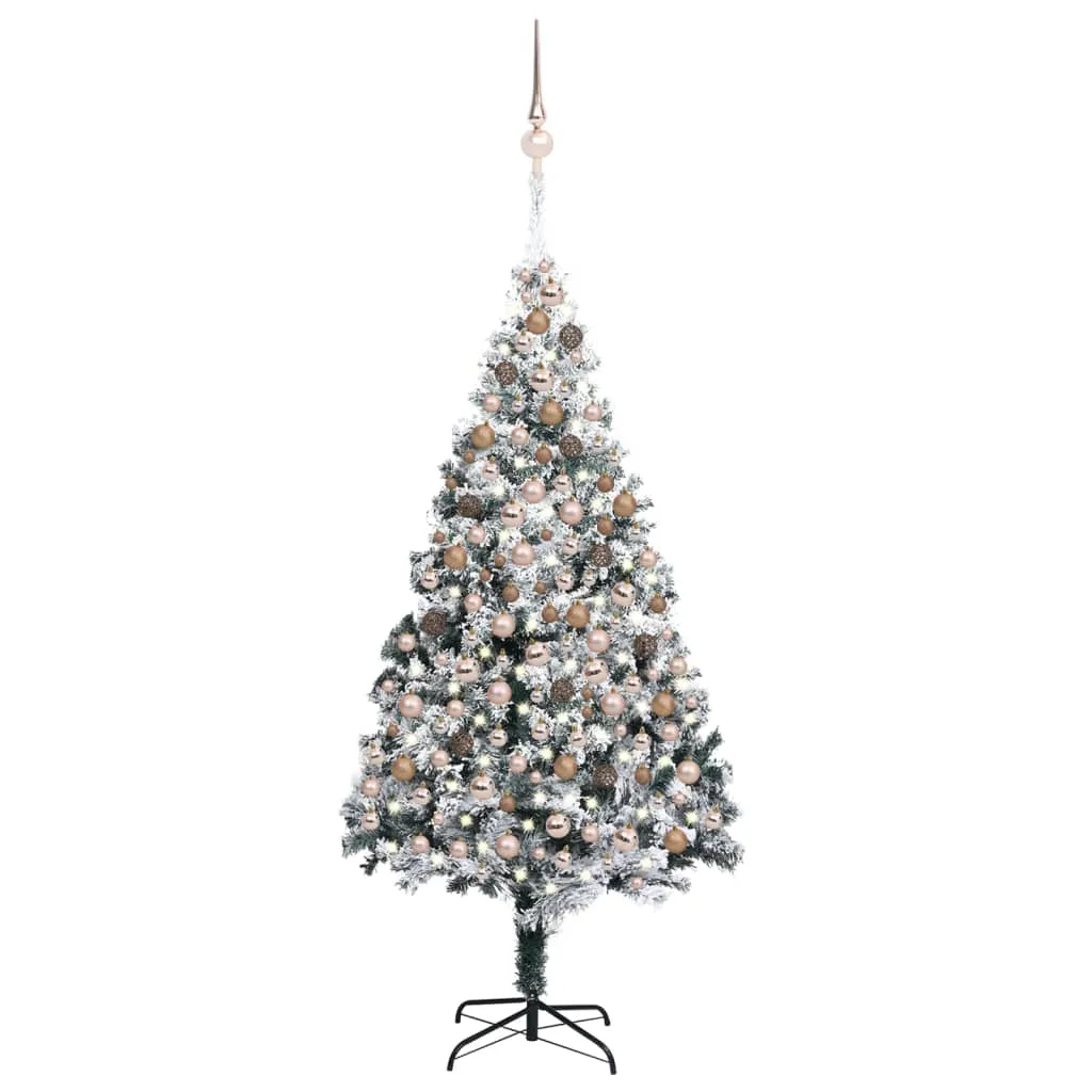 vidaXL Albero di Natale Preilluminato con Palline Verde 210 cm PVC