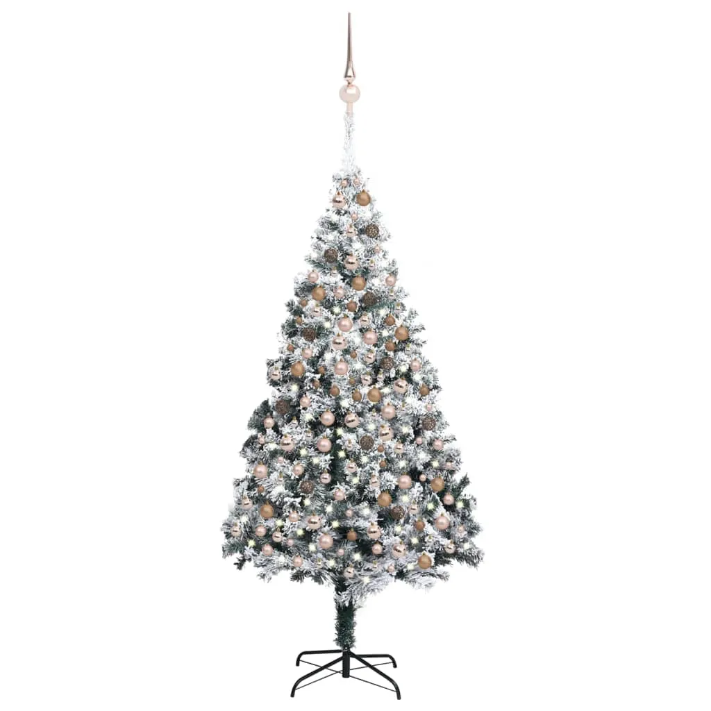 vidaXL Albero di Natale Preilluminato con Palline Verde 240 cm PVC