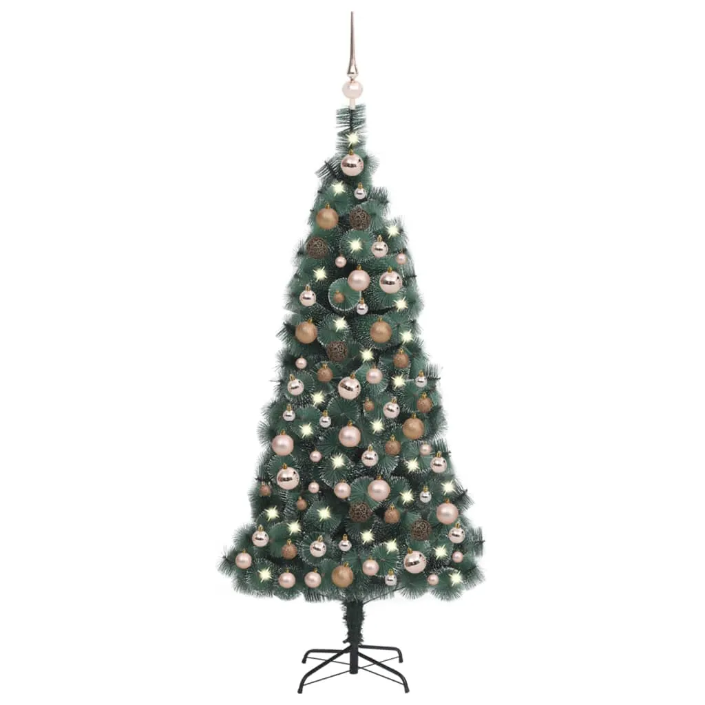 vidaXL Albero Natale Artificiale con LED Palline Verde 150 cm PVC e PE