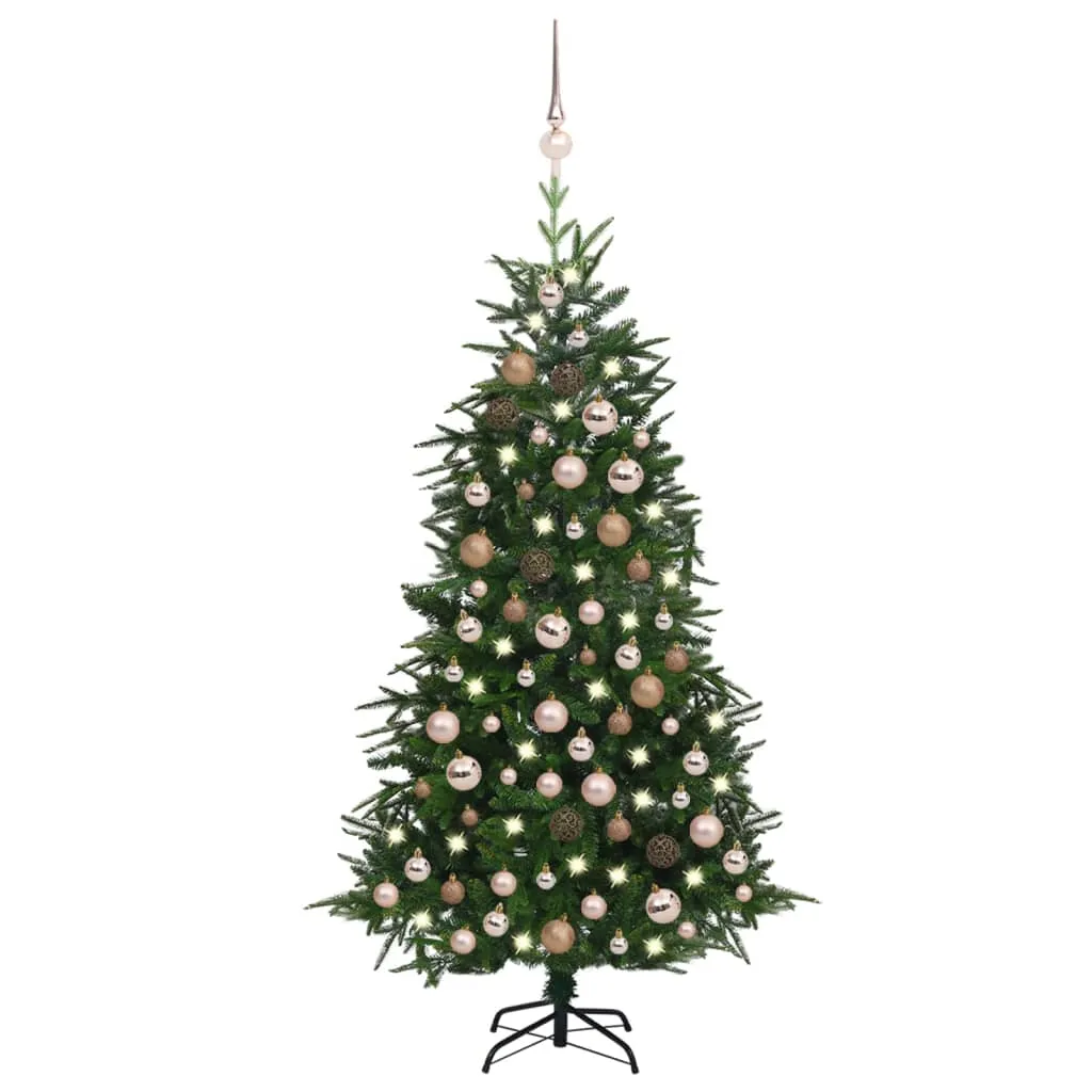 vidaXL Albero Natale Artificiale con LED Palline Verde 180 cm PVC e PE