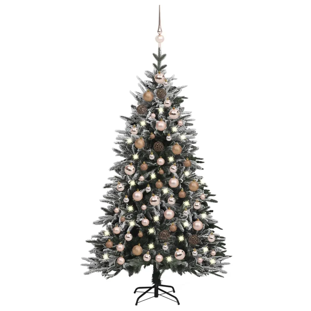 vidaXL Albero Natale Artificiale con LED Palline e Neve 120cm PVC e PE