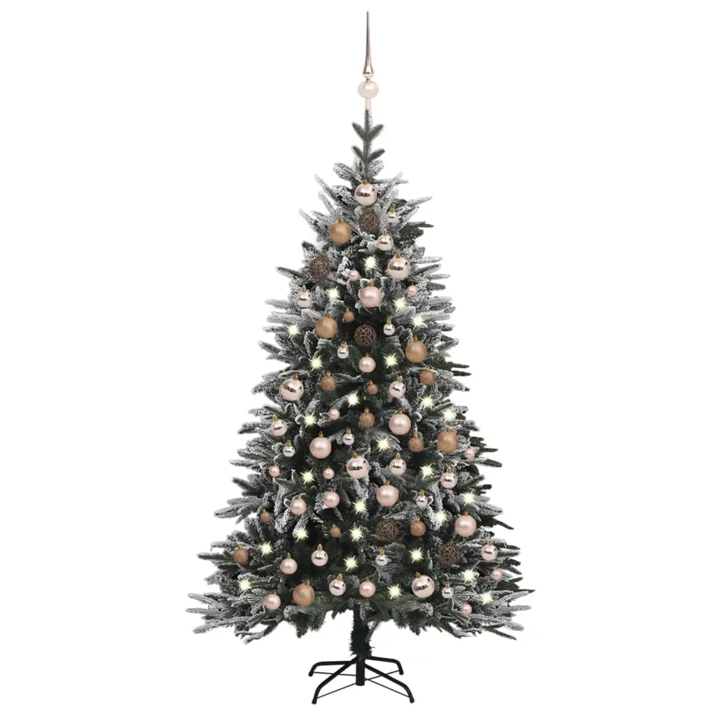 vidaXL Albero Natale Artificiale con LED Palline e Neve 150cm PVC e PE