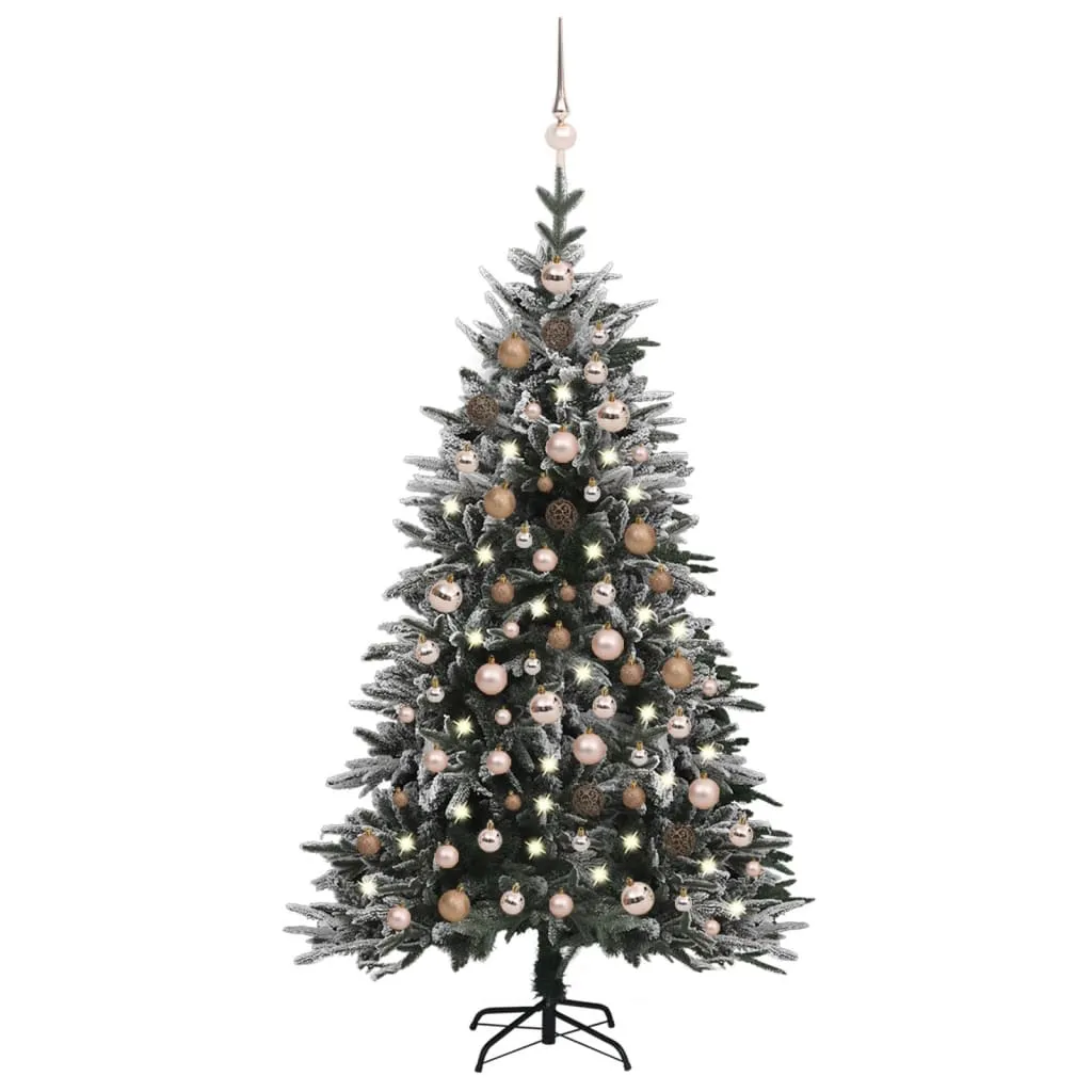 vidaXL Albero Natale Artificiale con LED Palline e Neve 180cm PVC e PE