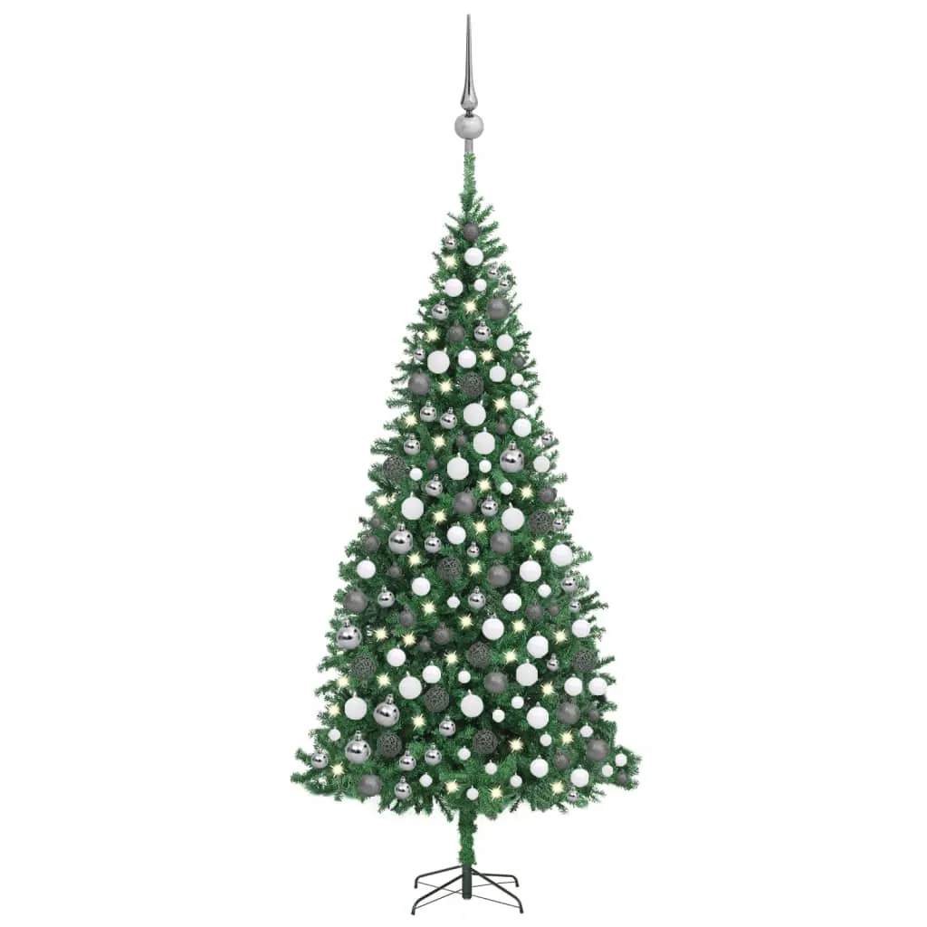 vidaXL Albero di Natale Preilluminato con Palline e LED Verde 300 cm