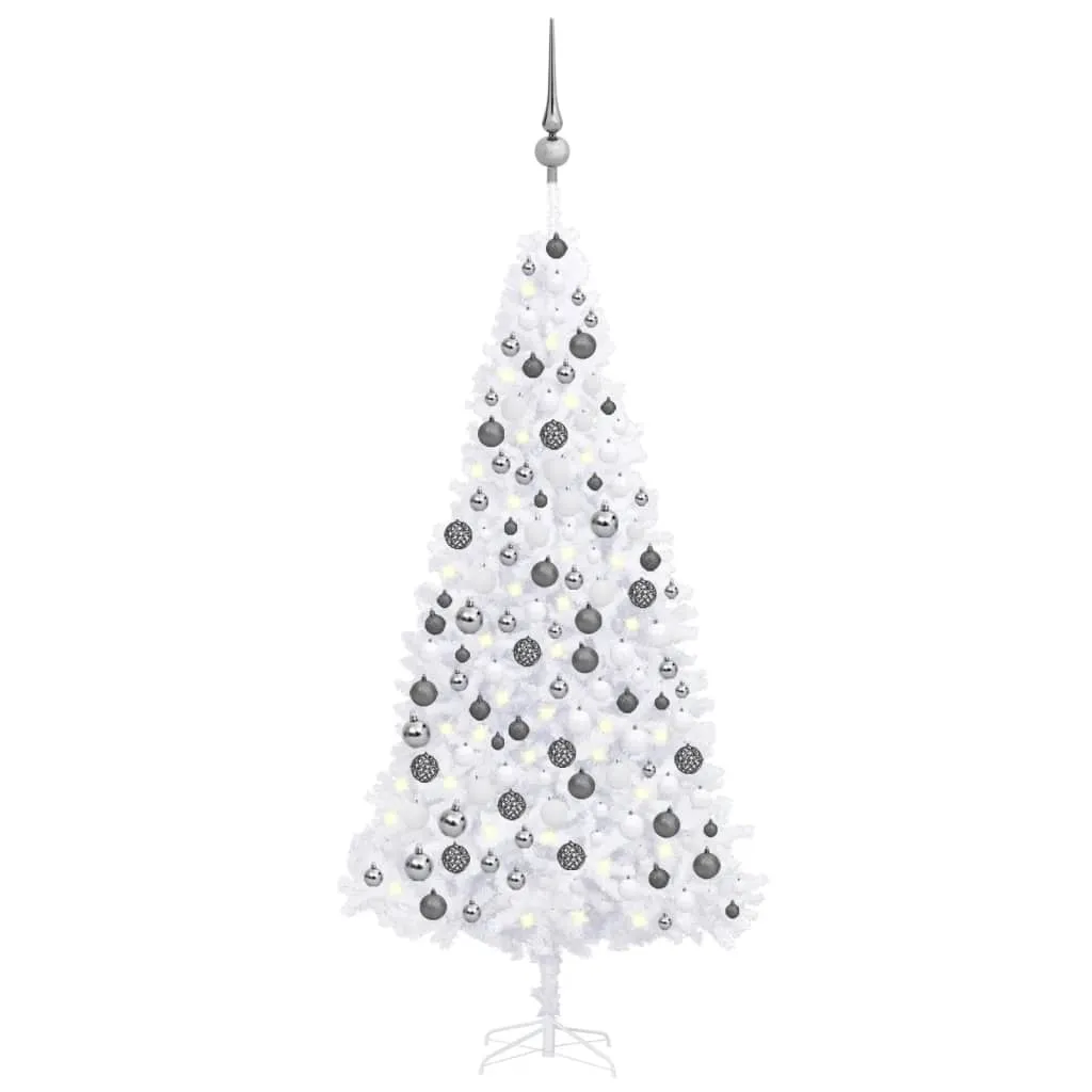 vidaXL Albero di Natale Preilluminato con Palline e LED Bianco 300 cm