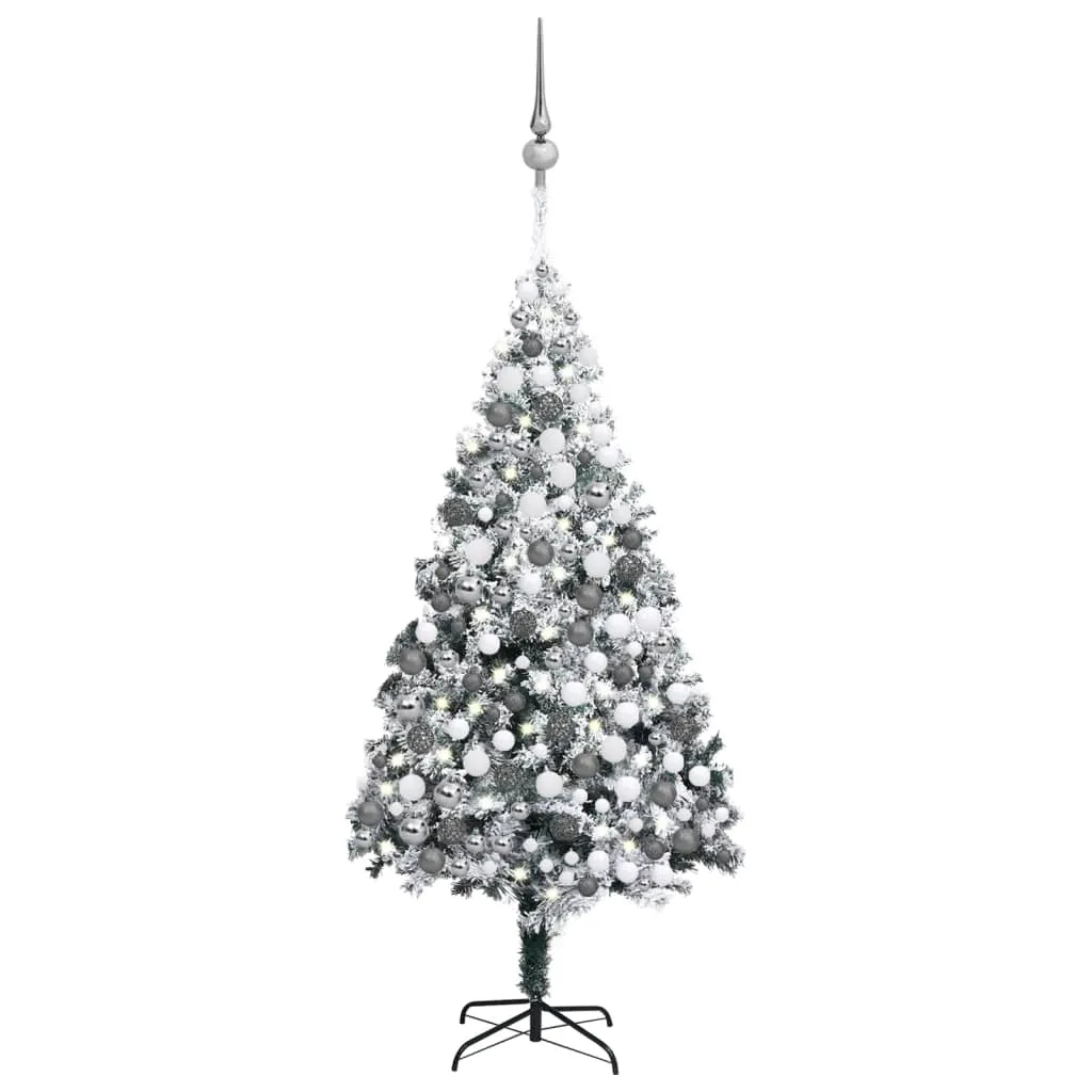 vidaXL Albero Natale Artificiale con LED Palline e Neve 300 cm Verde