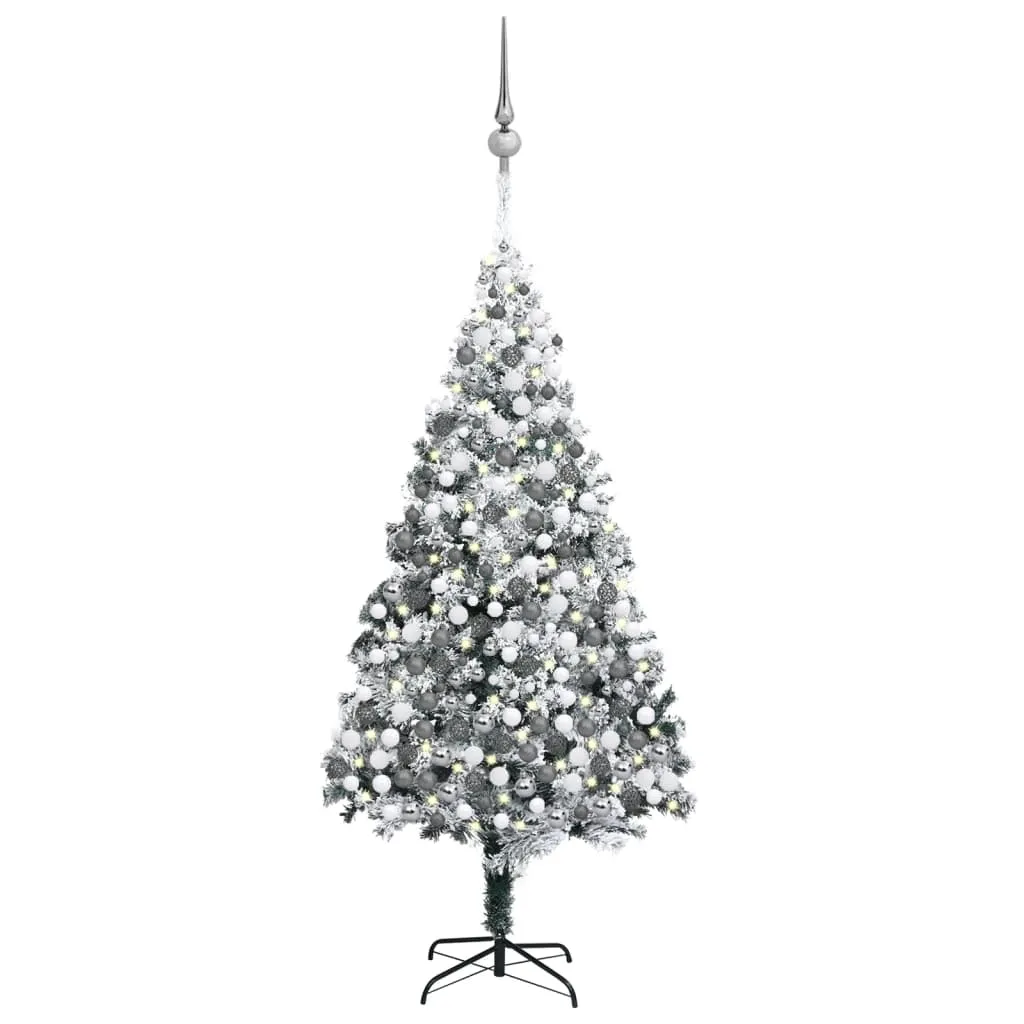 vidaXL Albero di Natale Artificiale con Luci LED e Neve Verde 400 cm