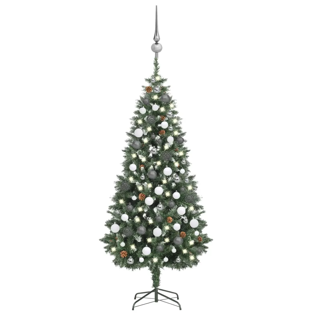 vidaXL Albero di Natale Preilluminato con Palline e Pigne 180 cm