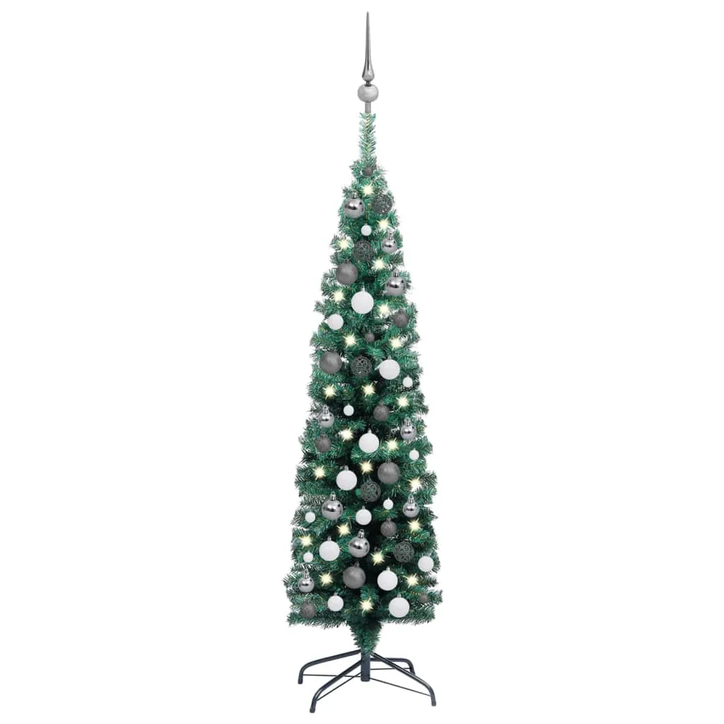 vidaXL Albero di Natale Preilluminato con Palline 240 cm PVC