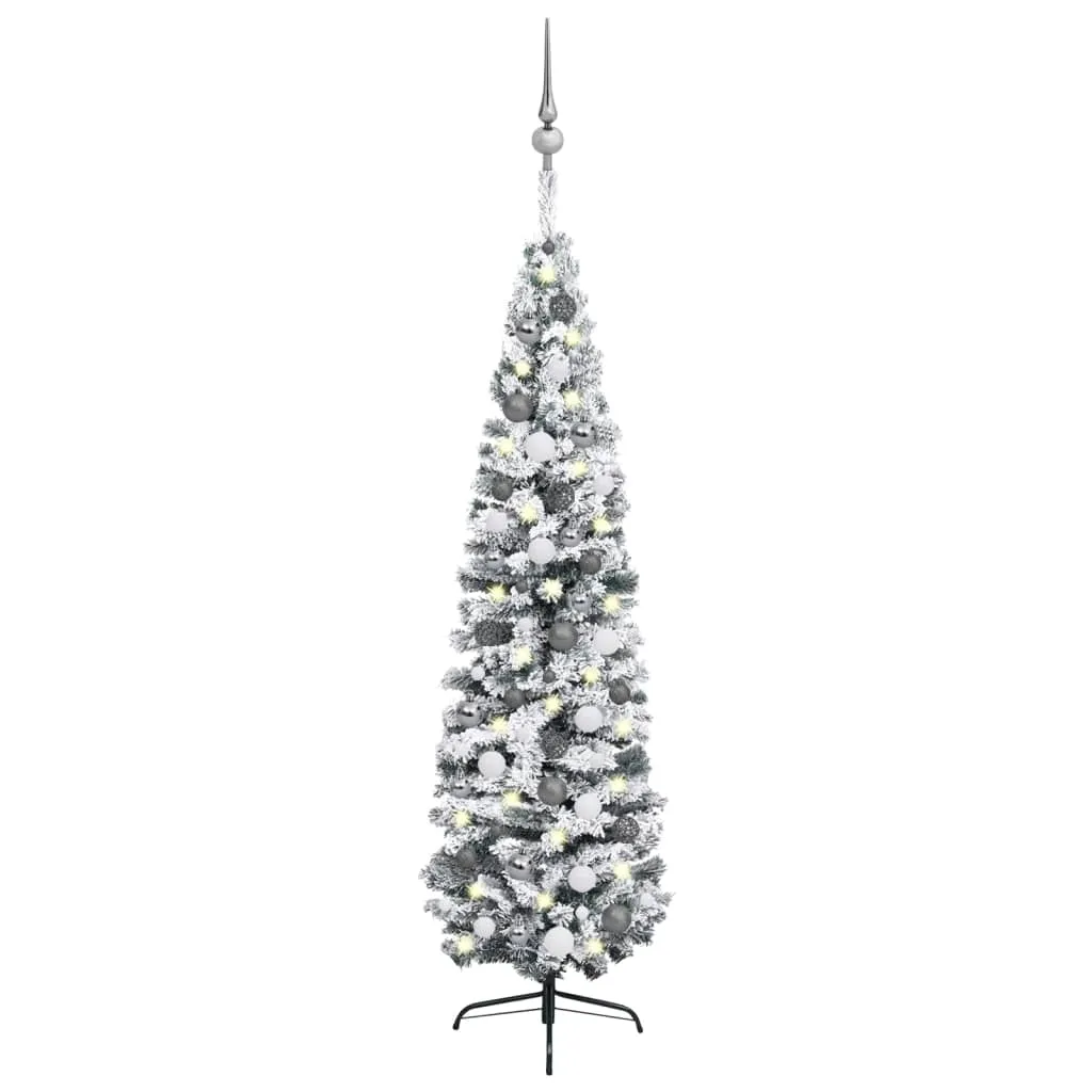 vidaXL Albero di Natale Preilluminato Sottile con Palline Verde 240 cm