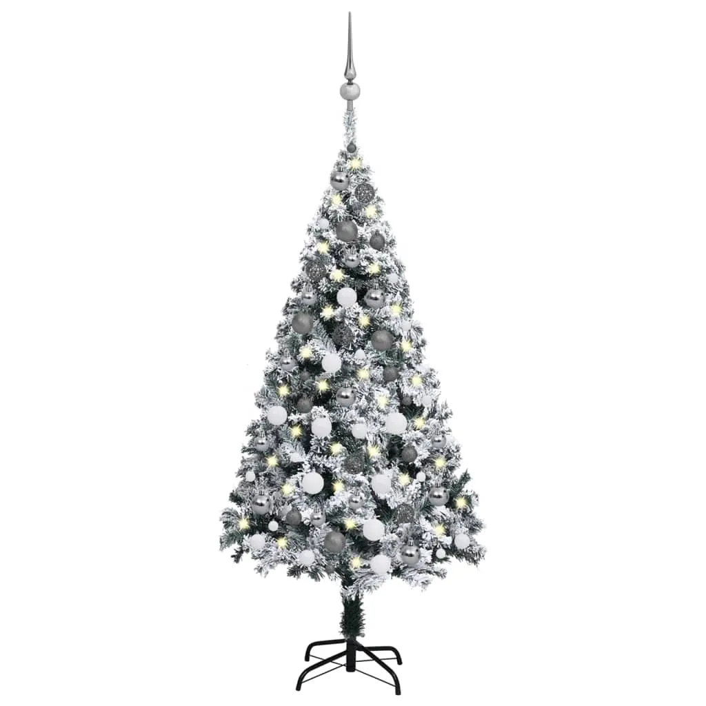 vidaXL Albero di Natale Preilluminato con Palline Verde 120 cm PVC