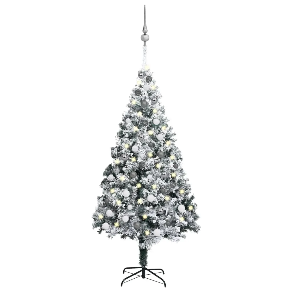 vidaXL Albero di Natale Preilluminato con Palline Verde 180 cm PVC