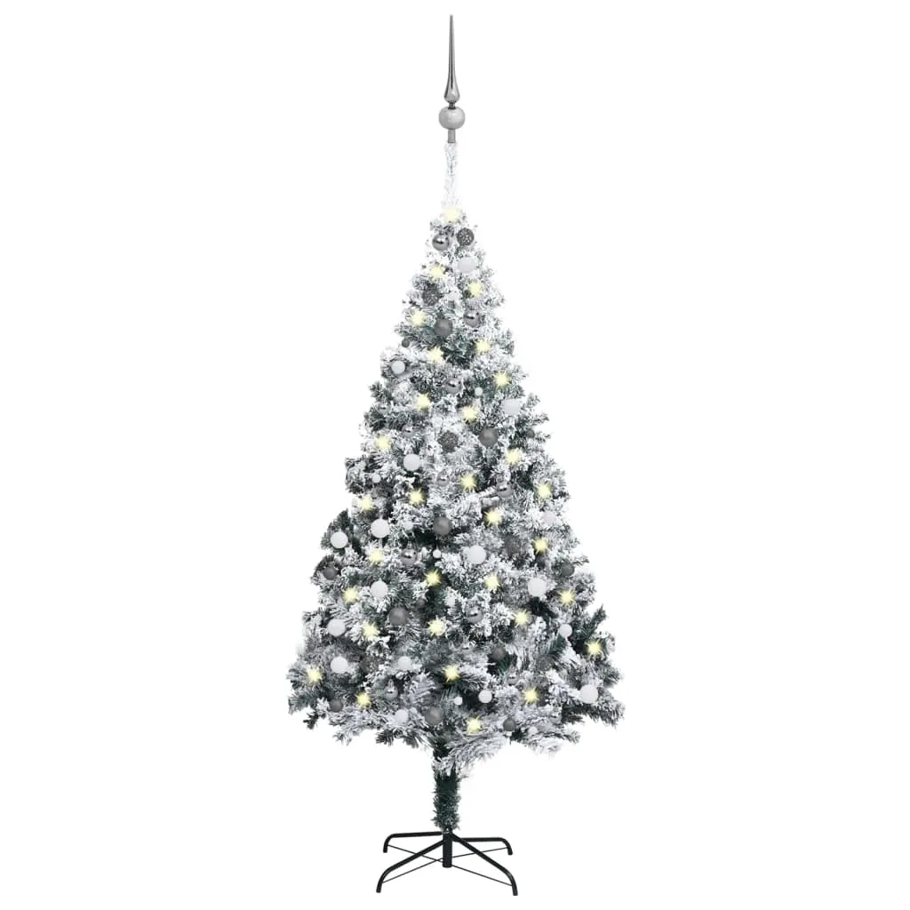 vidaXL Albero di Natale Preilluminato con Palline Verde 240 cm PVC