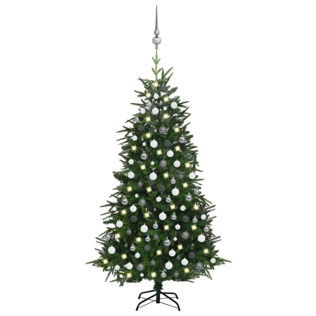 vidaXL Albero Natale Artificiale con LED Palline Verde 210 cm PVC e PE