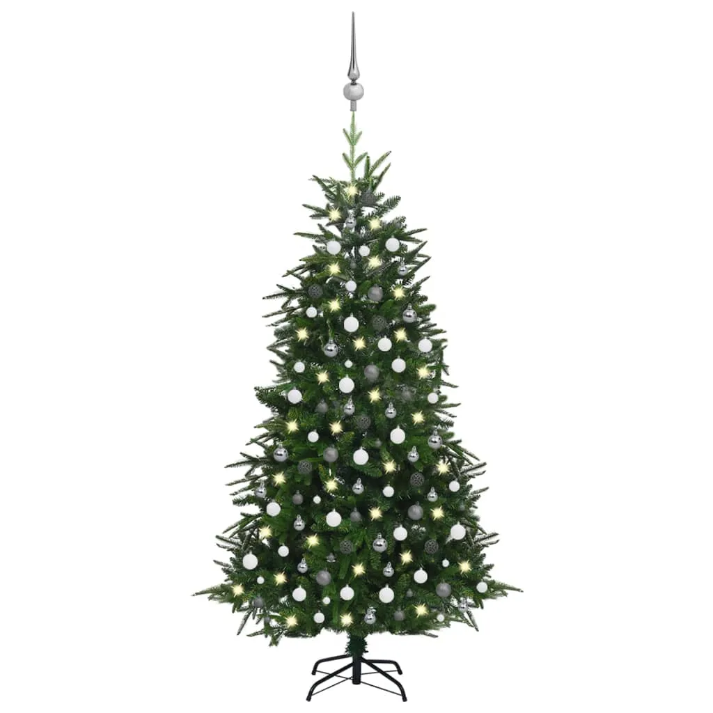 vidaXL Albero Natale Artificiale con LED Palline Verde 240 cm PVC e PE