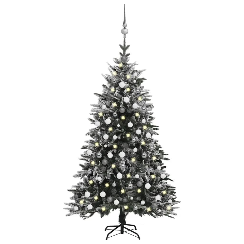 vidaXL Albero Natale Artificiale con LED Palline e Neve 210cm PVC e PE