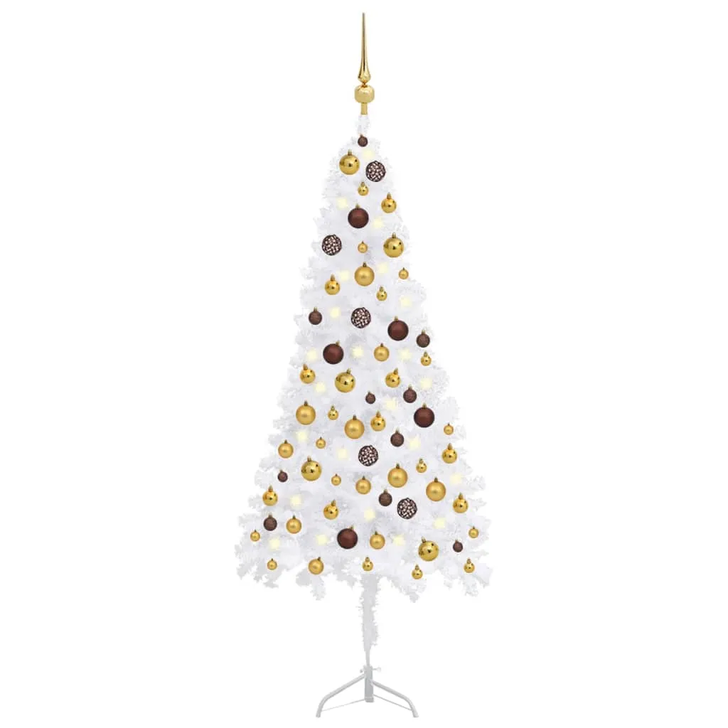 vidaXL Albero Natale per Angolo con LED e Palline Bianco 120 cm PVC