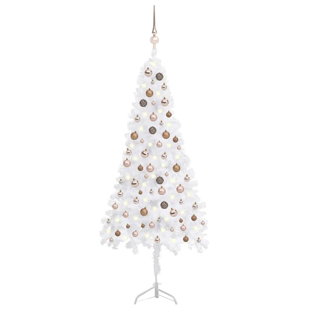 vidaXL Albero Natale per Angolo con LED e Palline Bianco 180 cm PVC