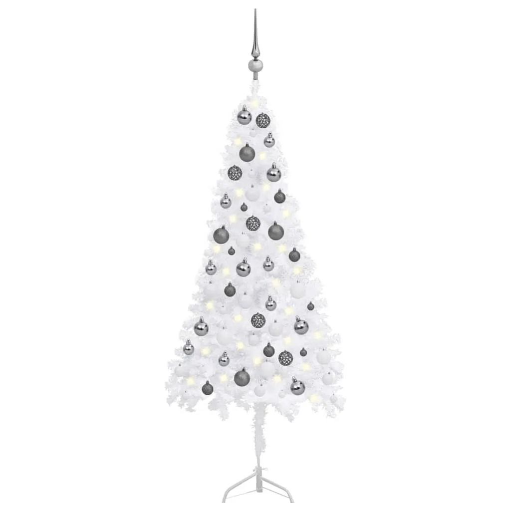 vidaXL Albero Natale per Angolo con LED e Palline Bianco 120 cm PVC