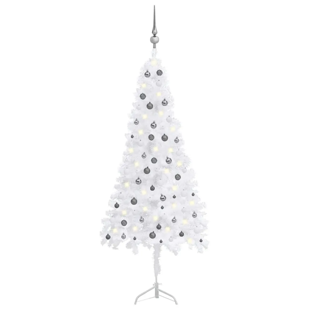 vidaXL Albero Natale per Angolo con LED e Palline Bianco 240 cm PVC