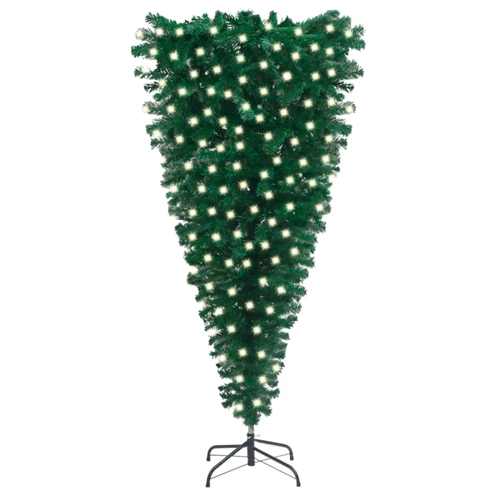 vidaXL Albero di Natale Capovolto Preiluminato 240 cm Verde PVC