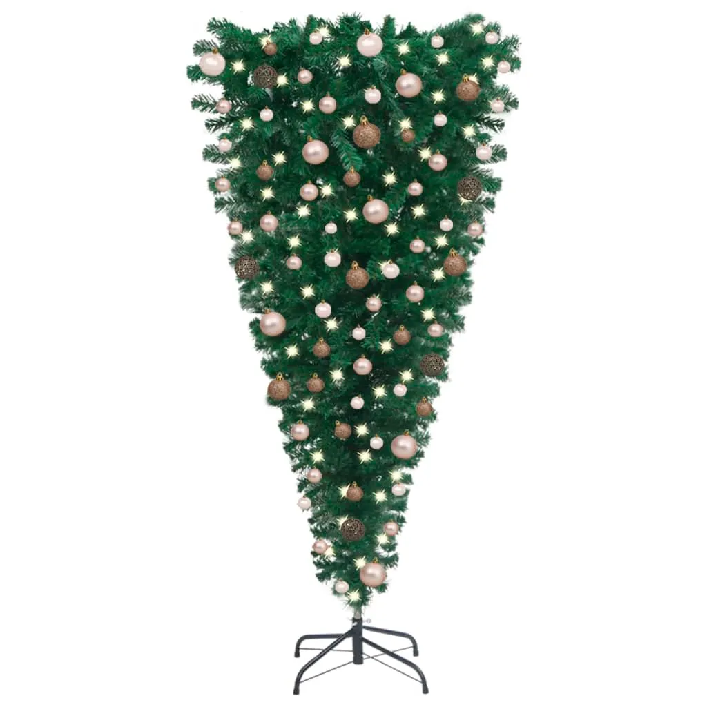 vidaXL Albero di Natale Capovolto Preiluminato con Palline 240 cm