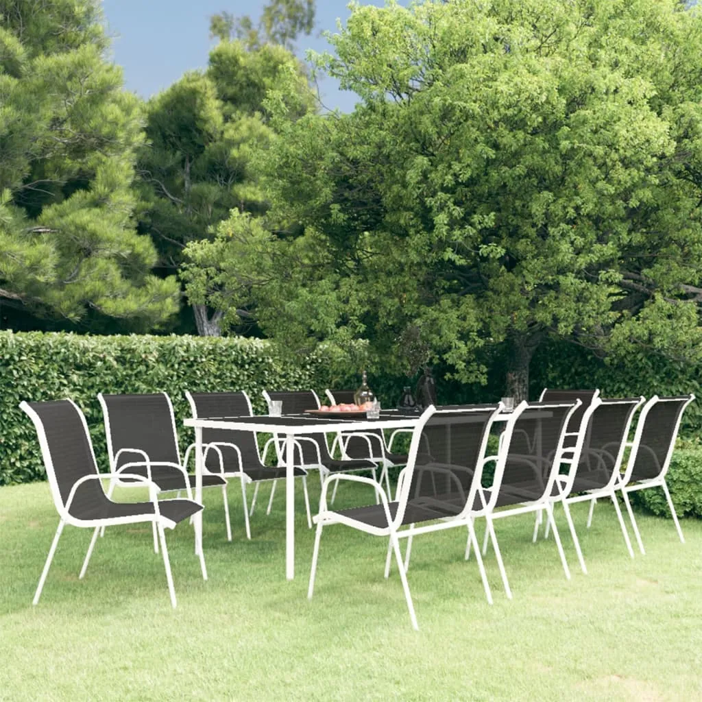 vidaXL Set da Pranzo da Giardino 11 pz in Acciaio Nero