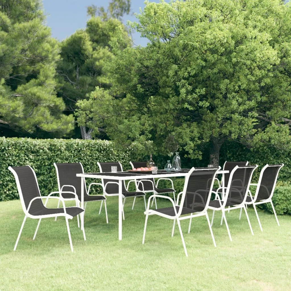 vidaXL Set da Pranzo da Giardino 9 pz in Acciaio Nero