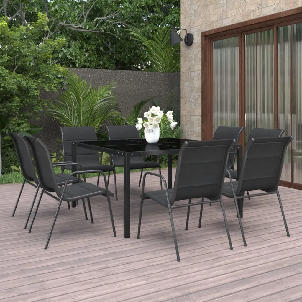 vidaXL Set da Pranzo per Giardino 9 pz in Acciaio