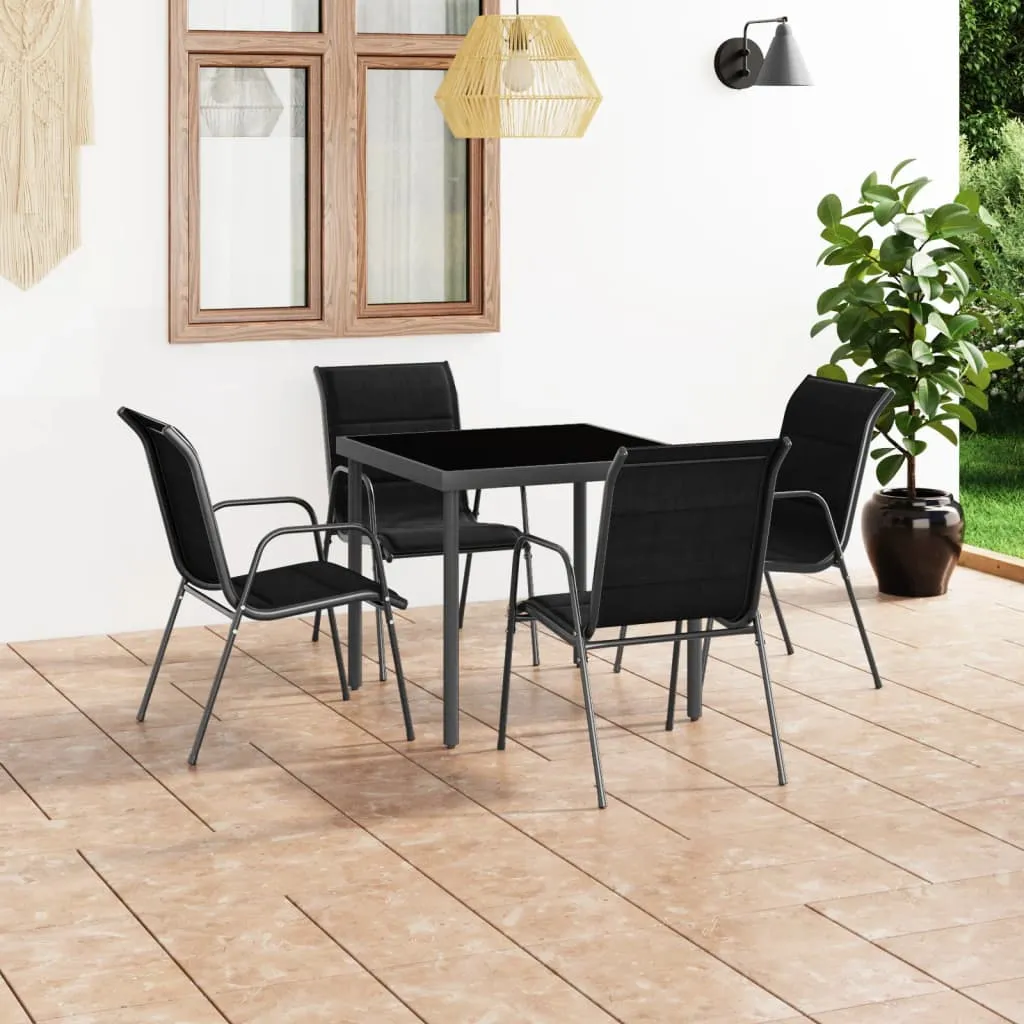 vidaXL Set da Pranzo per Giardino 5 pz in Acciaio Nero