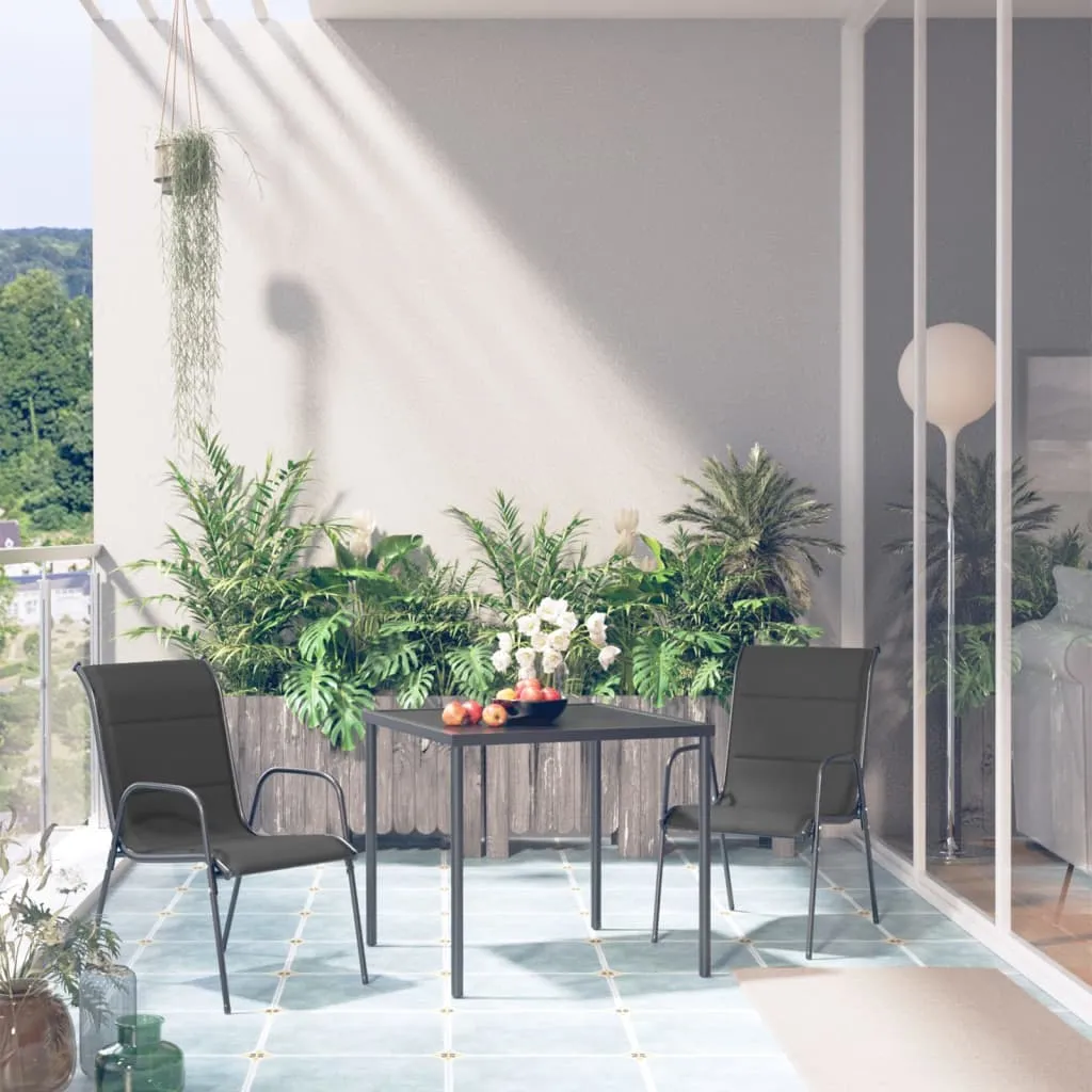 vidaXL Set da Pranzo per Giardino 3 pz in Acciaio Nero