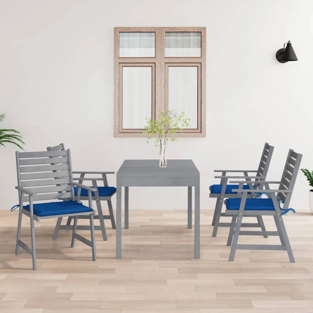 vidaXL Sedie Pranzo per Esterni con Cuscini 4 pz Legno Massello Acacia