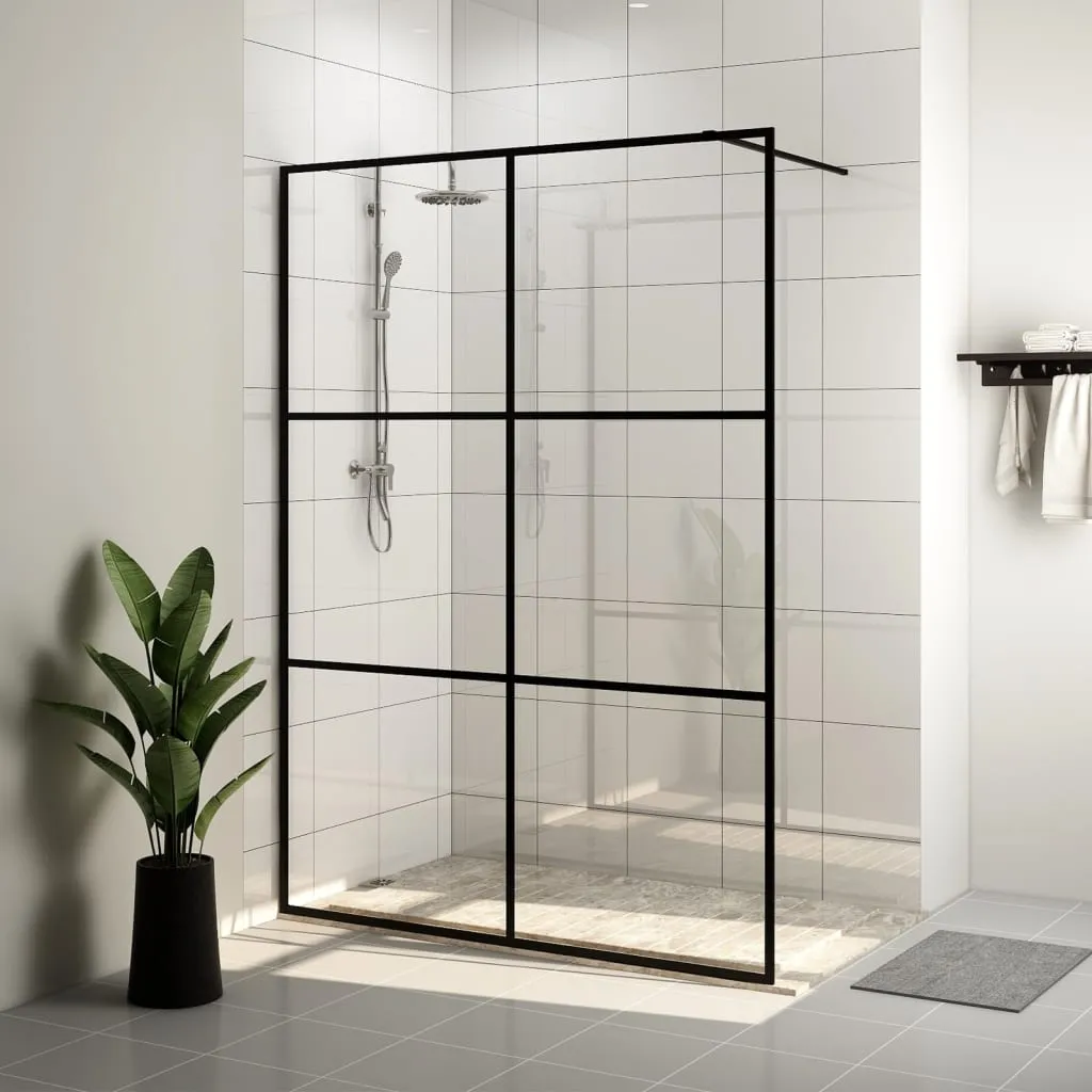 vidaXL Parete per Doccia Walk-in Vetro Trasparente ESG 140x195cm Nera