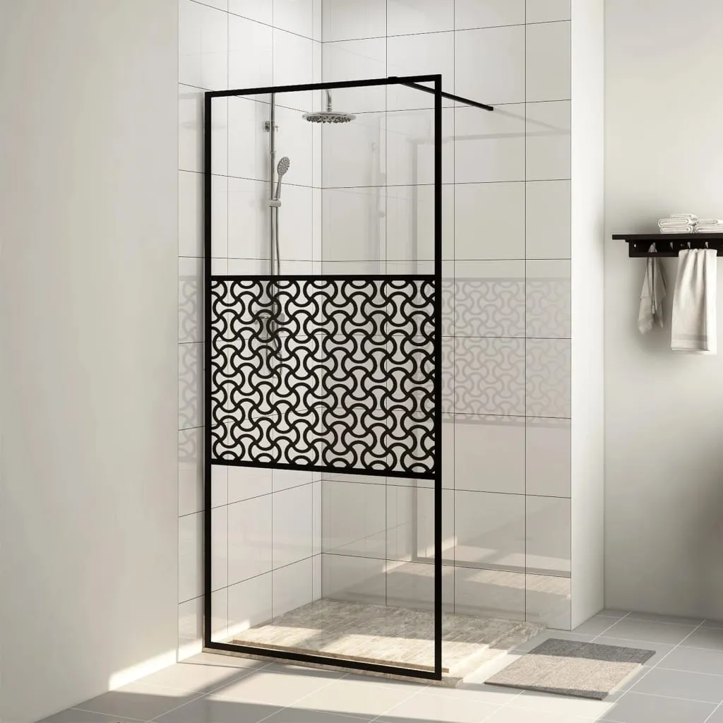 vidaXL Parete per Doccia Walk-in Vetro Trasparente ESG 80x195 cm Nera