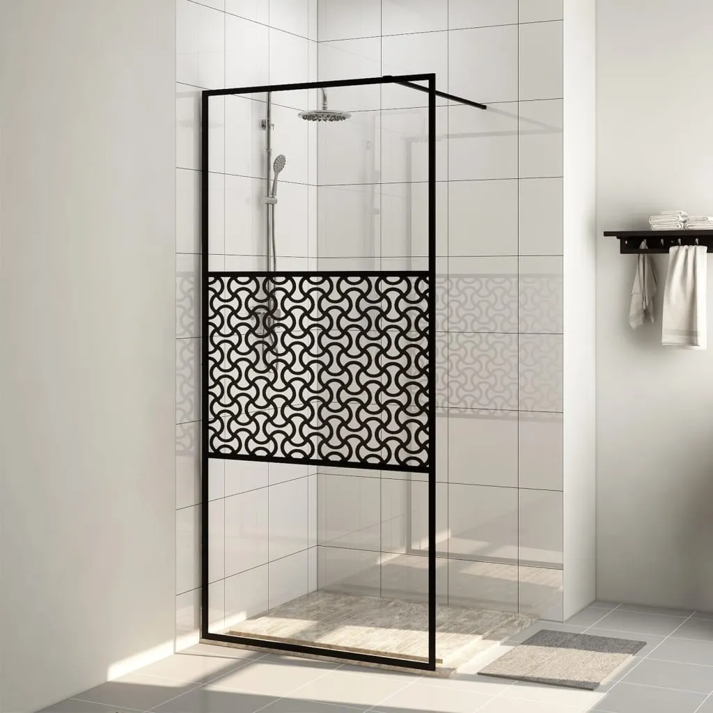 vidaXL Parete per Doccia Walk-in Vetro Trasparente ESG 90x195 cm Nera