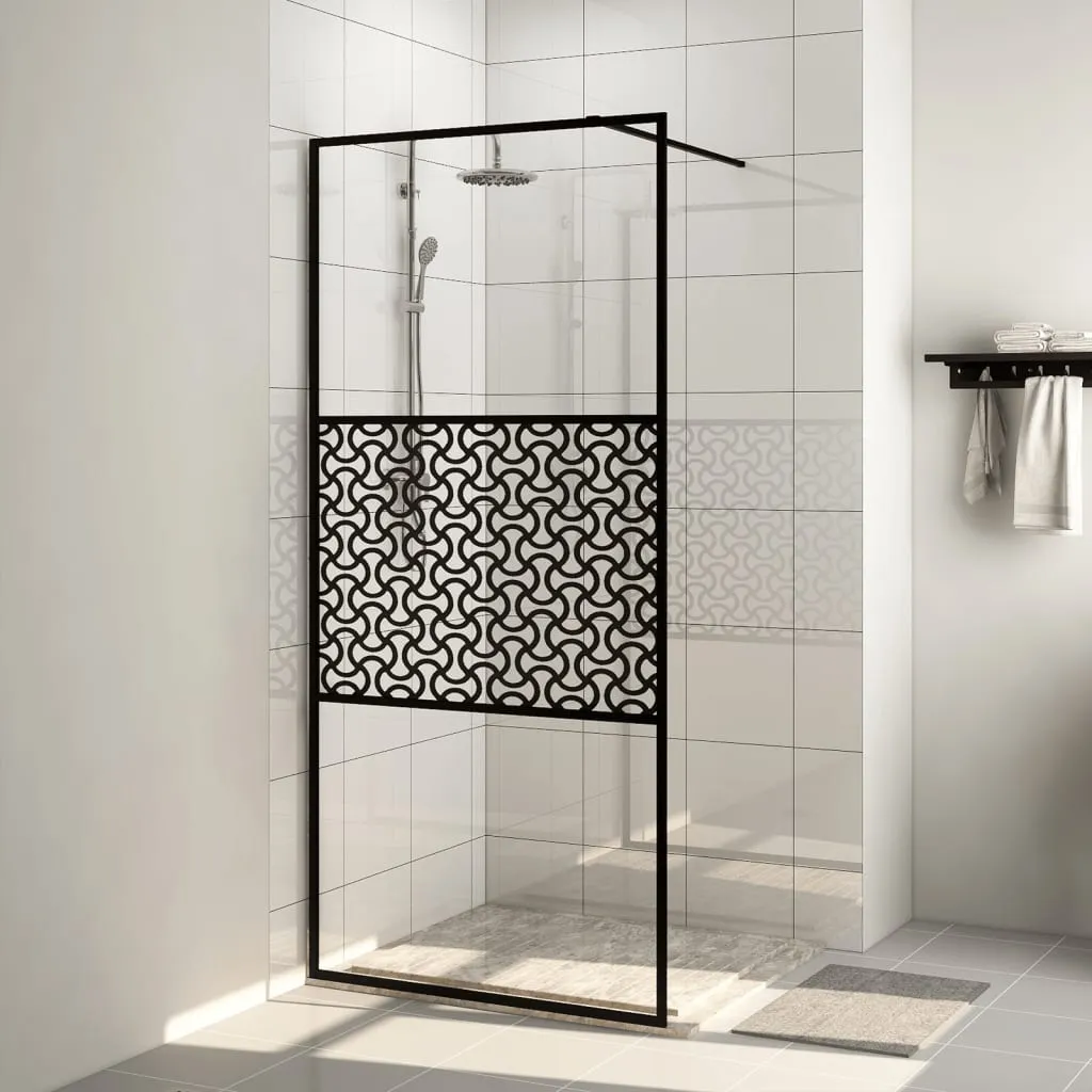 vidaXL Parete per Doccia Walk-in Vetro Trasparente ESG 115x195cm Nera