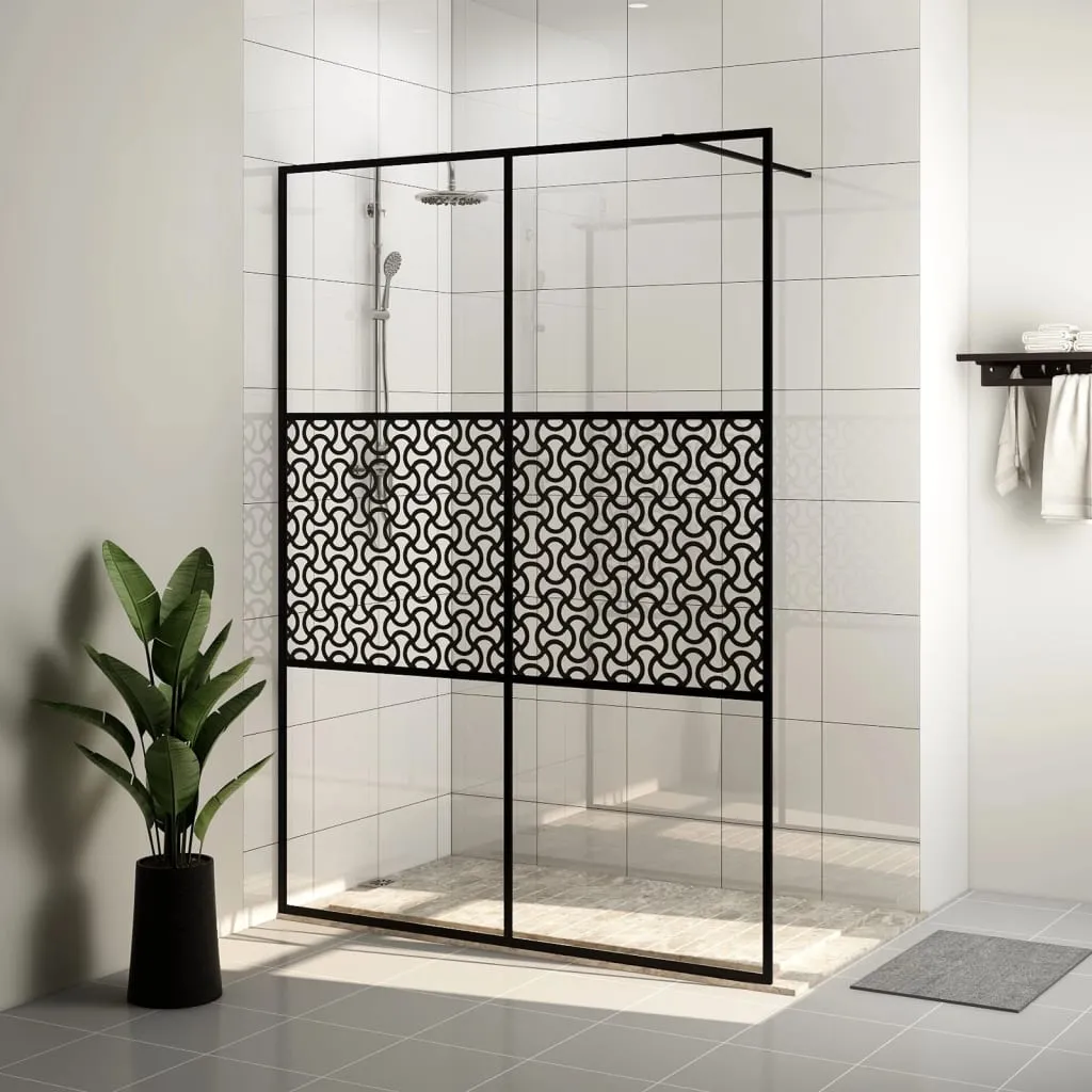 vidaXL Parete per Doccia Walk-in Vetro Trasparente ESG 140x195cm Nera