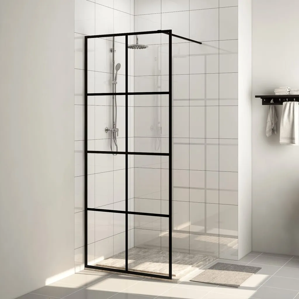 vidaXL Parete per Doccia Walk-in Vetro Trasparente ESG 80x195 cm Nera