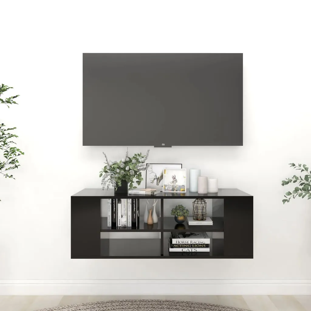 vidaXL Mobile TV da Parete Nero 102x35x35 cm in Legno Multistrato